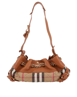 Margaret Shoulder Bag, Leather/Canvas, Beige/Brown, MII, DB, 2*